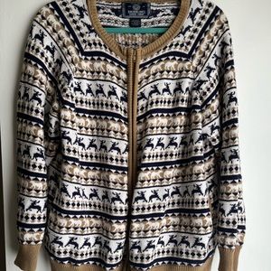 Northern Lights Juneau Alaska Sweater Dears Cardigan Vintage Cotton Large